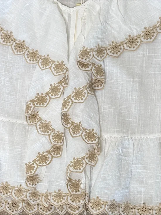 Max Studio Embroidered Ruffle Sleeve V- Neck Top Size L - Picture 6 of 12